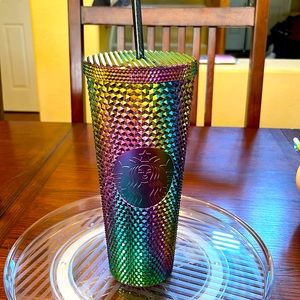 Starbucks multicolor, oilslick, 24 ounce Tumbler.
